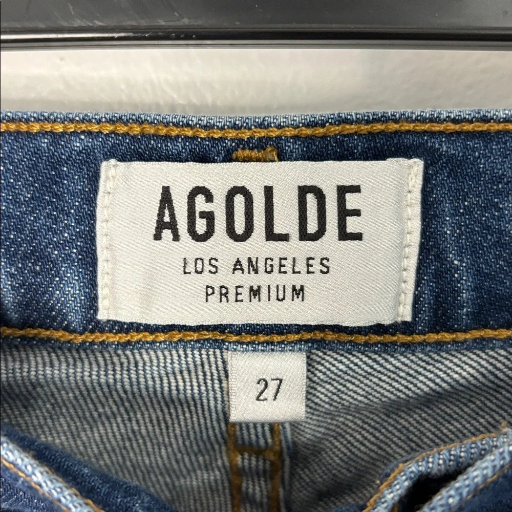 Agolde Button Fly Nico High Rise Slim Fit Deep Indigo Ankle Jeans Size 27